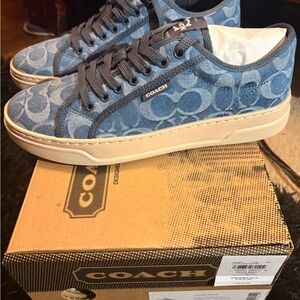 Coach Blue Signature Denim Low-Top Sneakers